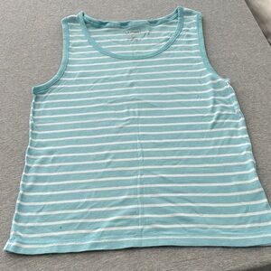 L.L. Bean Women's Aqua and White Striped Tank Top
